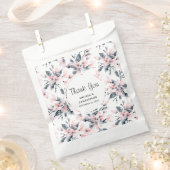 Pink & Grey Floral Waterverf Pattern Weddenschap Bedankzakje (Geknipt)
