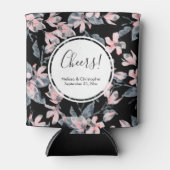 Pink & Grey Floral Waterverf Pattern Weddenschap Blikjeskoeler (Voorkant)