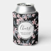 Pink & Grey Floral Waterverf Pattern Weddenschap Blikjeskoeler (Blikje Achterkant)