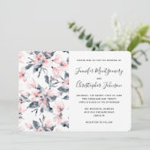 Pink & Grey Floral Waterverf Pattern Weddenschap Kaart (Staand voorkant)