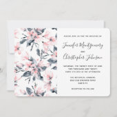 Pink & Grey Floral Waterverf Pattern Weddenschap Kaart (Voorkant)