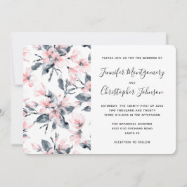 Pink & Grey Floral Waterverf Pattern Weddenschap Kaart