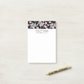 Pink & Grey Floral Waterverf Pattern Weddenschap Post-it® Notes (Op bureau)