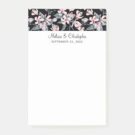 Pink & Grey Floral Waterverf Pattern Weddenschap Post-it® Notes