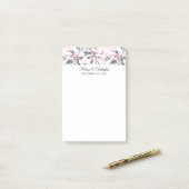 Pink & Grey Floral Waterverf Pattern Weddenschap Post-it® Notes (Op bureau)