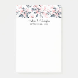 Pink & Grey Floral Waterverf Pattern Weddenschap Post-it® Notes