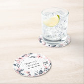 Pink & Grey Floral Waterverf Pattern Weddenschap Ronde Kartonnen Onderzetter (Insitu)