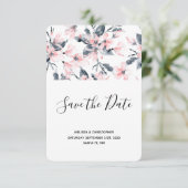 Pink & Grey Floral Waterverf Pattern Weddenschap Save The Date (Staand voorkant)