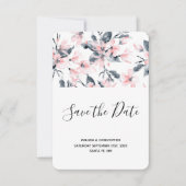 Pink & Grey Floral Waterverf Pattern Weddenschap Save The Date (Voorkant)
