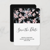 Pink & Grey Floral Waterverf Pattern Weddenschap Save The Date (Voorkant / Achterkant)