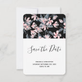 Pink & Grey Floral Waterverf Pattern Weddenschap Save The Date (Voorkant)