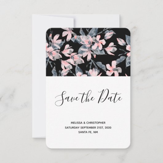 Pink & Grey Floral Waterverf Pattern Weddenschap Save The Date (Voorkant)