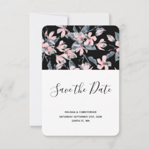 Pink & Grey Floral Waterverf Pattern Weddenschap Save The Date