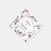 Pink & Grey Floral Waterverf Pattern Weddenschap Servet (Hoek)