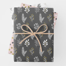 Pink_Grey Holiday Wrapping Paper Sheets