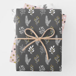 Pink_Grey Holiday Wrapping Paper Sheets