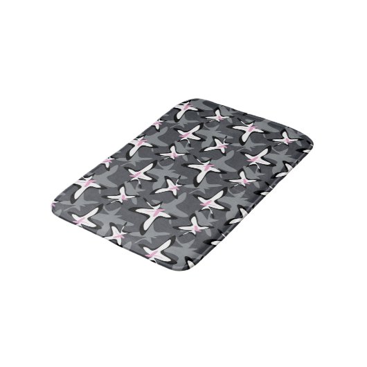 Pink grey modern abstract flowers badmat (Gekanteld)