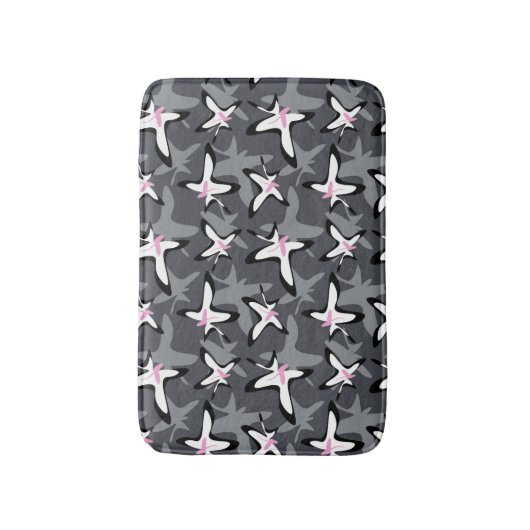 Pink grey modern abstract flowers badmat (Voorkant Verticaal)