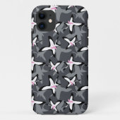 Pink grey modern abstract flowers Case-Mate iPhone case (Achterkant)
