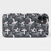 Pink grey modern abstract flowers Case-Mate iPhone case (Achterkant (horizontaal))