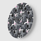 Pink grey modern abstract flowers grote klok (Hoek)