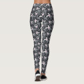 Pink grey modern abstract flowers leggings (Achterkant)