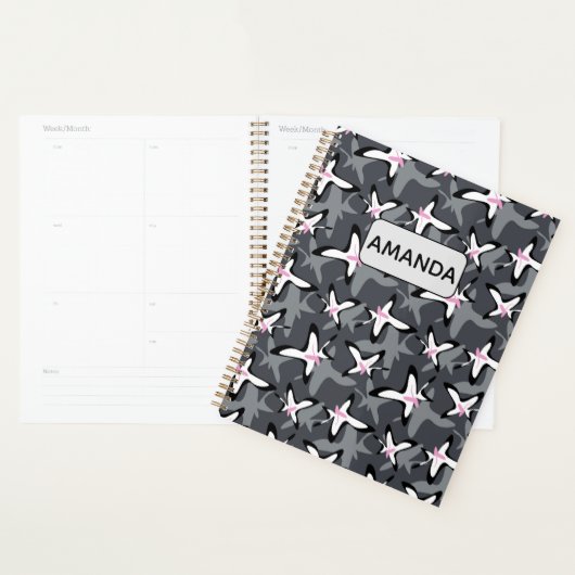 Pink grey modern abstract flowers planner (Display)