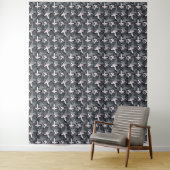 Pink grey modern abstract flowers wandkleed (In situ)