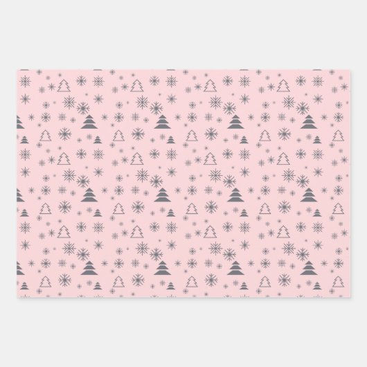 Pink Grey Modern Geometric Pattern Christmas Inpakpapier Vel (Voorkant 3)