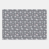 Pink Grey Modern Geometric Pattern Christmas Inpakpapier Vel (Voorkant)