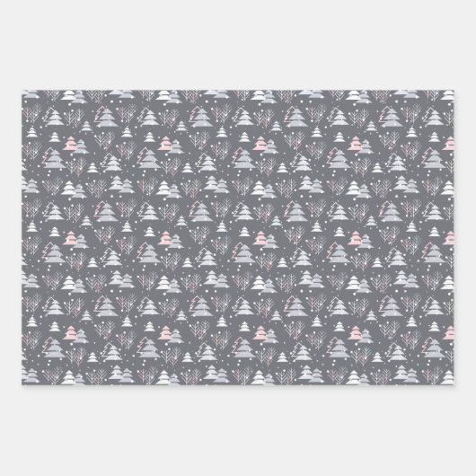 Pink Grey Modern Geometric Pattern Christmas Inpakpapier Vel (Voorkant)