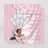 Pink Grey Pearl High Heel Etnisch Baby shower Kaart (Voorkant / Achterkant)