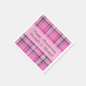 Pink Grey Plaid Tartan | Jouw naam toevoegen Servet (Hoek)