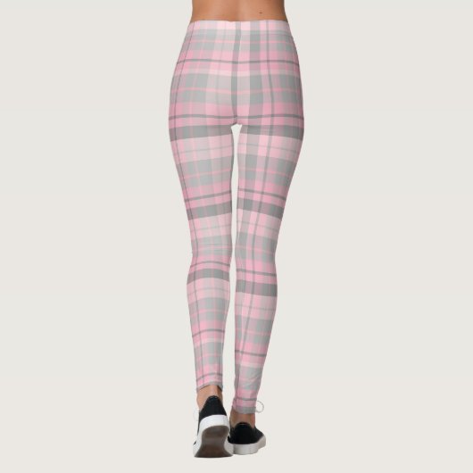 Pink Grey Plaid Vrouwen Leggings (Achterkant)