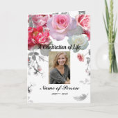 Pink Grey Rozen begrafenisprogramma Programma (Voorkant)