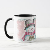 Pink Grey Snowflake Snowman Holiday Mok (Links)