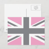 Pink Grey Union Jack British (UK) vlag Briefkaart (Voorkant / Achterkant)