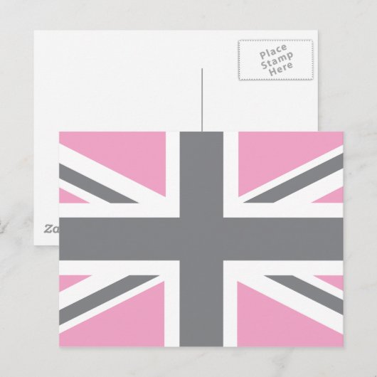 Pink Grey Union Jack British (UK) vlag Briefkaart (Voorkant / Achterkant)