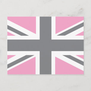 Pink Grey Union Jack British (UK) vlag Briefkaart
