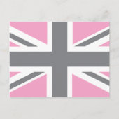 Pink Grey Union Jack British (UK) vlag Briefkaart (Voorkant)
