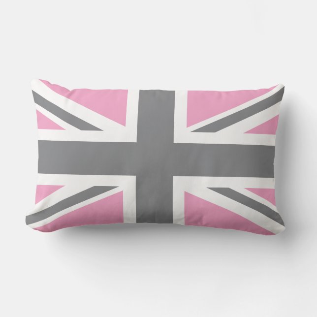 Pink Grey Union Jack British (UK) vlag Kussen (Voorkant)