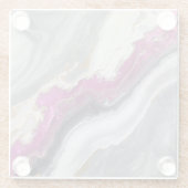 Pink, Grey White Stone Marble Printed  Glazen Onderzetter (Achterkant)