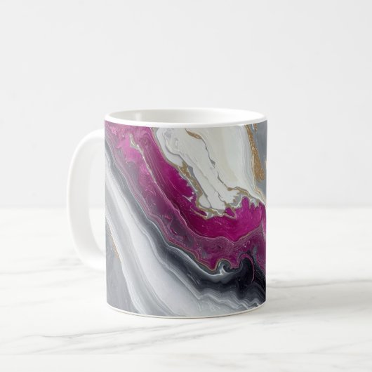 Pink, Grey White Stone Marble Printed  Koffiemok (Voorkant links)
