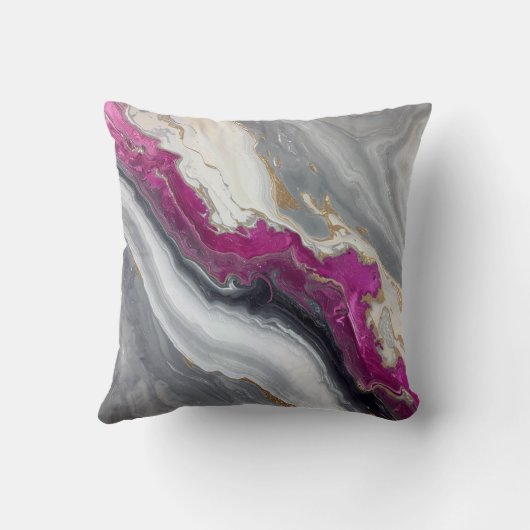 Pink, Grey White Stone Marble Printed  Kussen (Achterkant)
