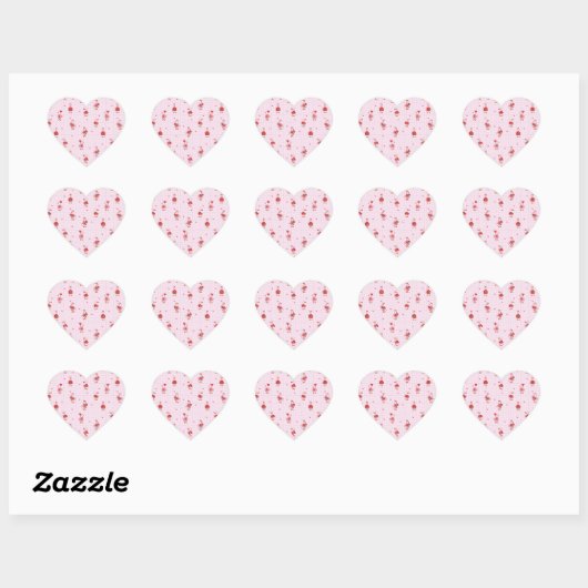Pink Grid Cute Valentine Goose Pattern with Hearts Hart Sticker (Vel)