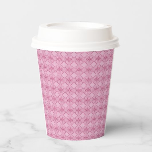 Pink Grid Paper Cup – Snip in perfecte harmonie Papieren Bekers (Voorkant)