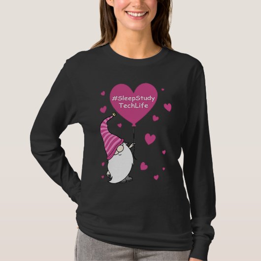 Pink Grome Heart Sleep Study Tech Life Balloon Val T-shirt (Voorkant)