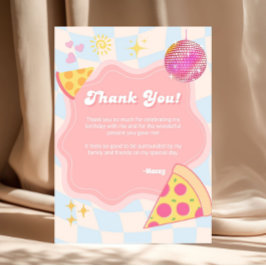 Pink Groovy Pizza Party Thank You Card Bedankkaart