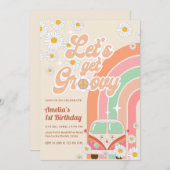 Pink Groovy Van Daisy Rainbow Hippie Verjaardag Kaart (Voorkant / Achterkant)