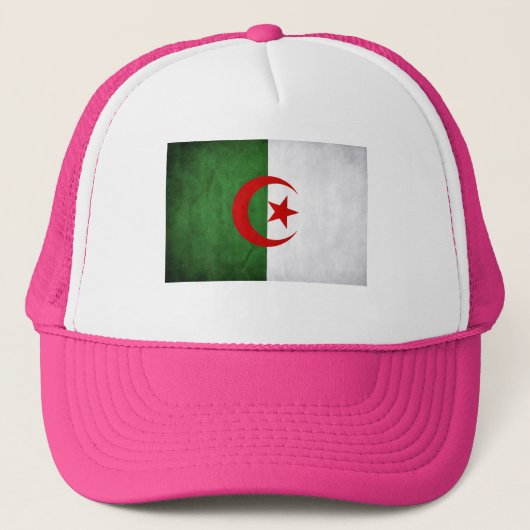 PINK Grunge Algerije Vlag Trucker Pet (Voorkant)